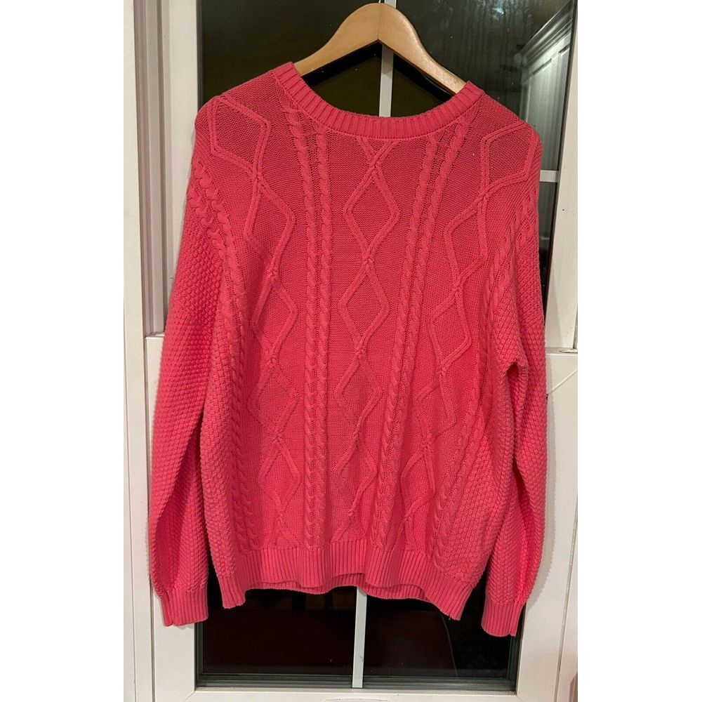 Fantastic Y2K prepster Hollister‎ Oversized Cable-Knit Hot Pink Sweater Small